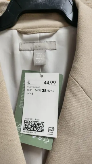 Chaqueta blazer H&M beige talla 38
