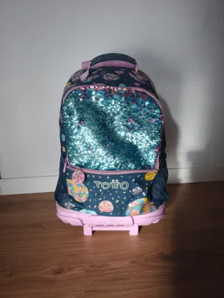 Mochila Totto con ruedas y lentejuelas