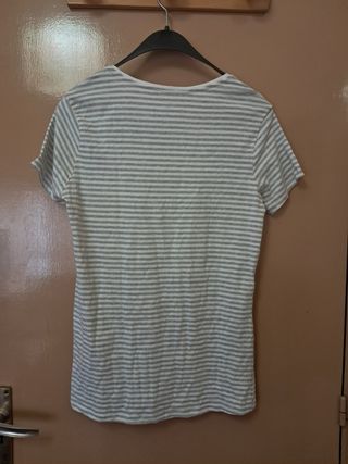 Camiseta Primark Rayas Gris y Blanca Talla L
