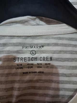 Camiseta Primark Rayas Gris y Blanca Talla L