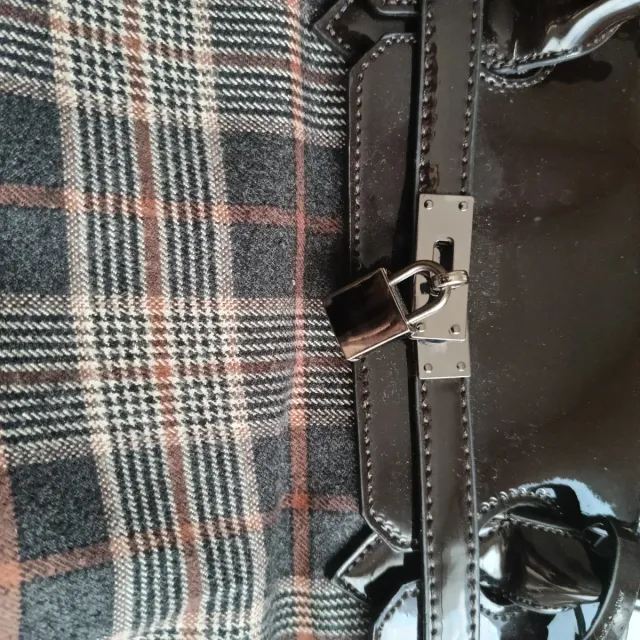 Saco xadrez castanho e preto