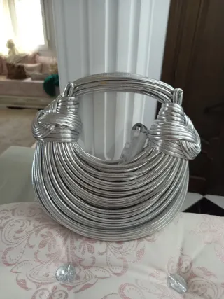 Bolso de mano plateado mujer