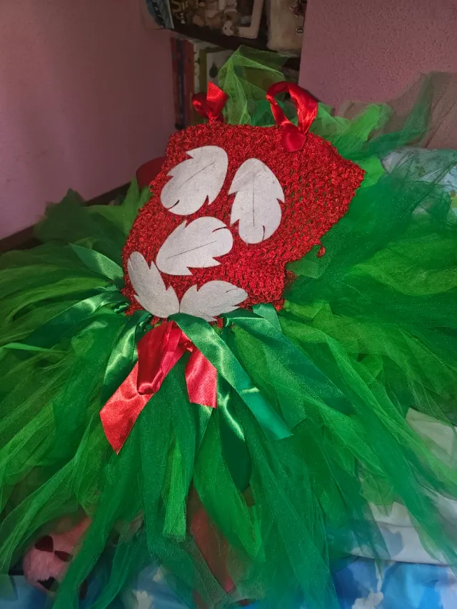 Disfraz de monstruo verde y rojo infantil niña