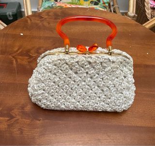 Bolso Vintage Rafia Blanco Años 50/60