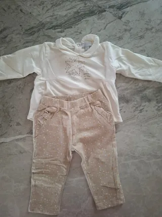 Completo felpato maglia e pantaloni bimba