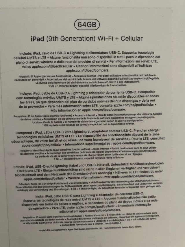 Caja original iPad 9ª Gen