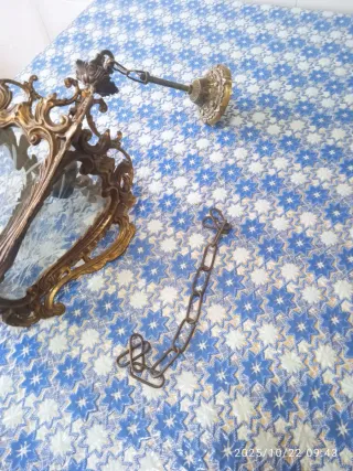 Lampadario vintage oro e trasparente