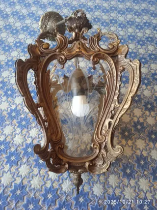 Lampadario vintage oro e trasparente