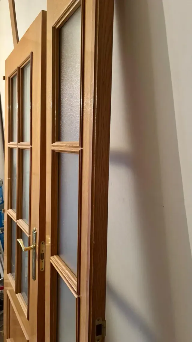 Puertas madera roble con cristal 203cm
