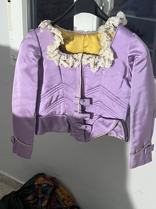 Traje de Fallera Oro y Lila y corpiño lila 