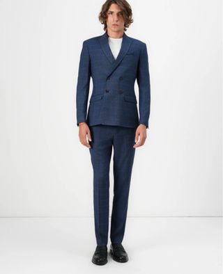 Traje de caballero azul a cuadros
