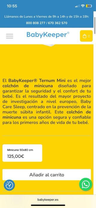 Colchón Mini Cuna Baby Keeper Nuevo