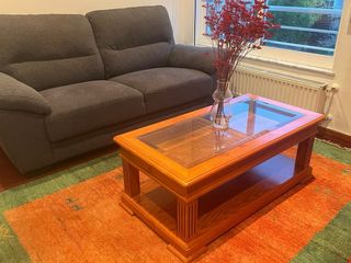 mesa, sillas, sofá, mesita