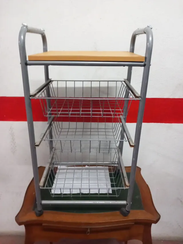 Carrito Auxiliar Cocina Madera Metal