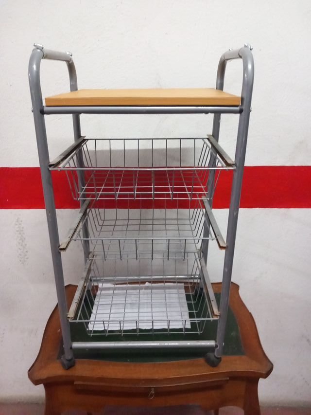 Carrito Auxiliar Cocina Madera Metal