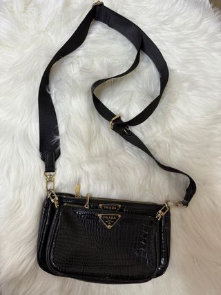 Bolso Prada Negro Cocodrilo