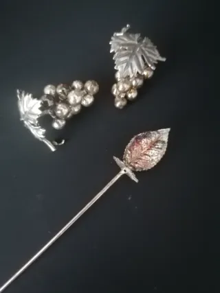 Set argento 800 vintage grappoli uva