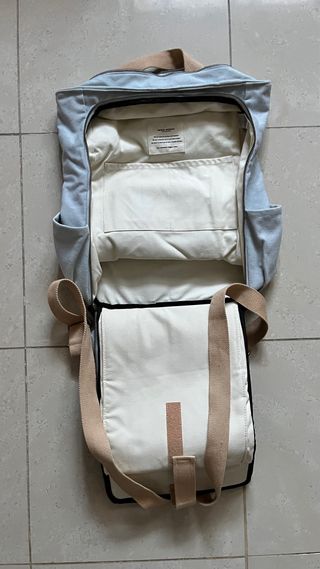 Mochila Miss Wood azul y beige