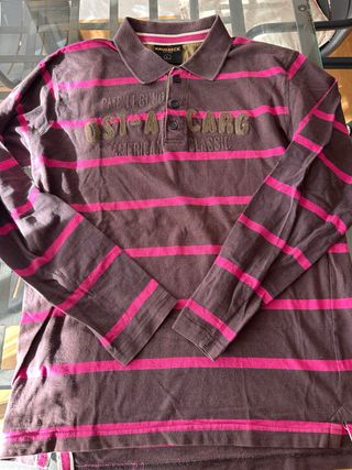 Polo KRUEBECK rayas marrones y rosas