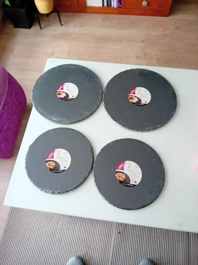 4 Platos de Pizarra Redondos