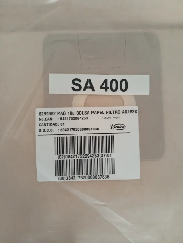Bolsas Papel Filtro SA 400 Virutex