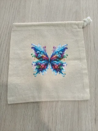 Bolsa de algodón con mariposa multicolor