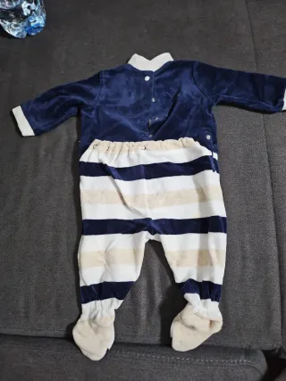 Pagliaccetto neonato blu a righe