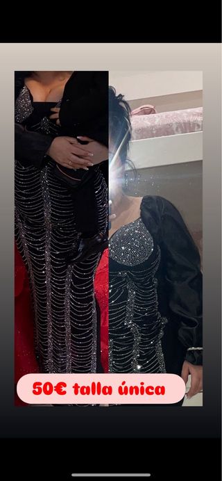 Vestido negro pedrería talla única