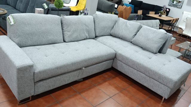 Sofá rinconera cama con arcón gris