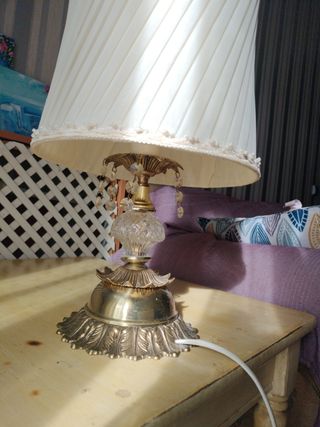 Lámpara Vintage Tela Beige y Dorada