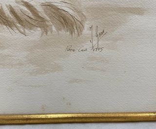 Acuarela de Joan Grau i Mas firmada y dedicada 