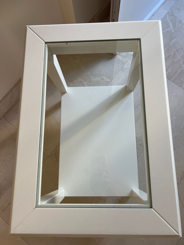 Mesita Ikea Cristal Madera Blanca