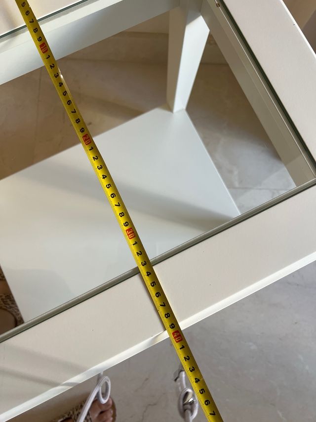 Mesita Ikea Cristal Madera Blanca