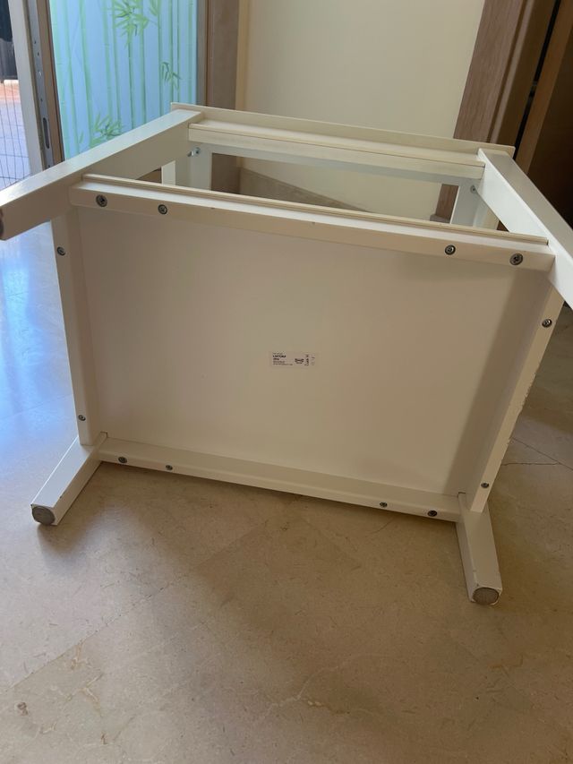 Mesita Ikea Cristal Madera Blanca