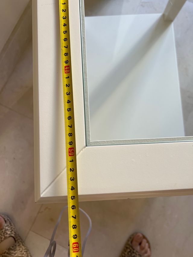 Mesita Ikea Cristal Madera Blanca