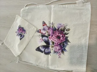 Mochila y bolsa algodón floral mariposas
