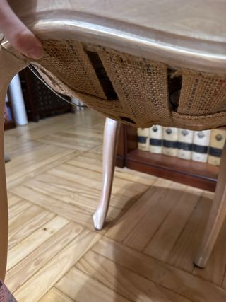 silla Joya antigua madera y seda para restaurar