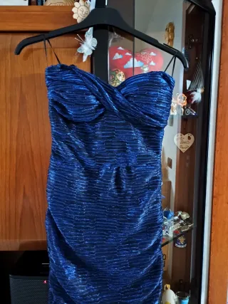 Abito tubino blu scintillante