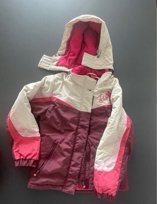 Giacca da sci da bambina beige e rosa 