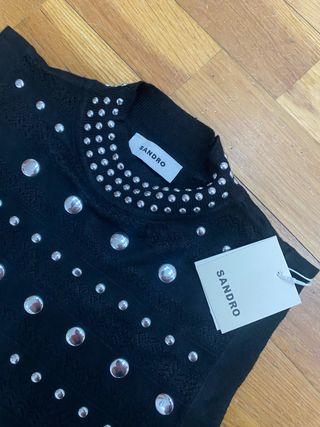Vestido Sandro Negro Tachuelas
