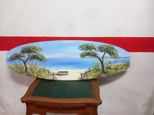 Cuadro paisaje playa y mar