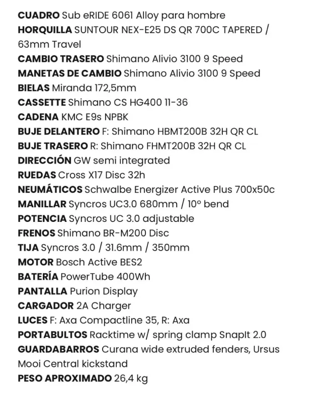 Bicicleta Eléctrica Scott SUB Active eride 20 men