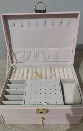 Portagioie grande rosa con dettagli oro