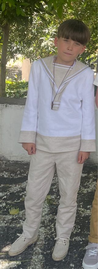 Traje de Comunión Niño Beige y Blanco