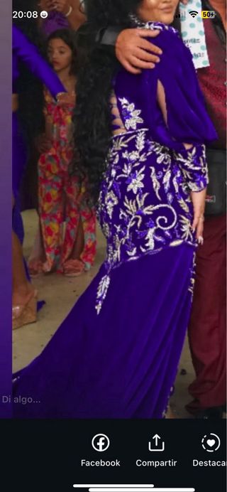 Vestido novia  de pedrería azul y dorado