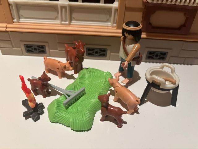 Playmobil pastor aldeano Belen 
con animales