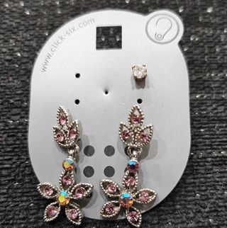Pendientes Acero Circonitas Rosas Flores