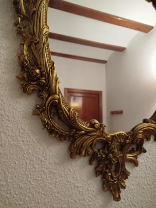 Espejo antiguo bronce ornamentado