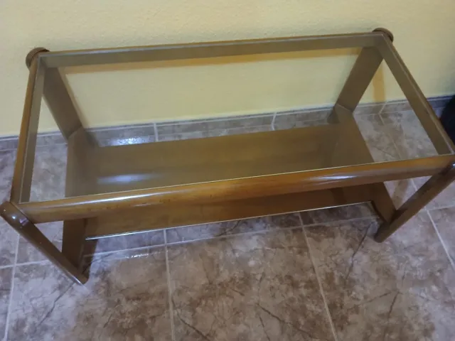Mesa de centro cristal y madera