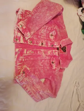 Chaqueta vaquera niña rosa talla 5-6
